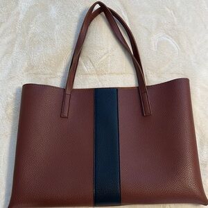 Brown and Black Leather Tote Bag
